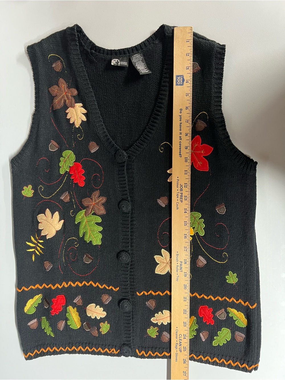 Vtg 90s Holiday Editions Fall Leaf Sweater Vest Cardigan Large - Picture 5 of 6